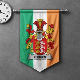 ScotsTee Shop Irish Brien or O'Brien Clan Coat of Arms Irish Tartan Gonfalon Flag
