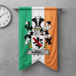 ScotsTee Shop Irish Burnell Clan Coat of Arms Irish Tartan Gonfalon Flag