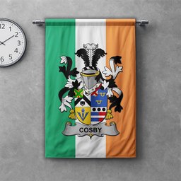 ScotsTee Shop Irish Cosby (Lord Sydney) Clan Coat of Arms Irish Tartan Gonfalon Flag