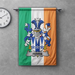 ScotsTee Shop Irish Ferris Clan Coat of Arms Irish Tartan Gonfalon Flag