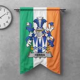 ScotsTee Shop Irish Ferris Clan Coat of Arms Irish Tartan Gonfalon Flag