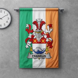 ScotsTee Shop Irish Franklin Clan Coat of Arms Irish Tartan Gonfalon Flag