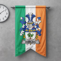 ScotsTee Shop Irish Dowling or O'Dowling Clan Coat of Arms Irish Tartan Gonfalon Flag