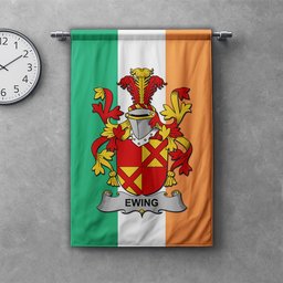 ScotsTee Shop Irish Ewing Clan Coat of Arms Irish Tartan Gonfalon Flag