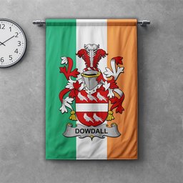 ScotsTee Shop Irish Dowdall Clan Coat of Arms Irish Tartan Gonfalon Flag
