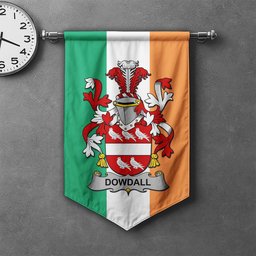 ScotsTee Shop Irish Dowdall Clan Coat of Arms Irish Tartan Gonfalon Flag