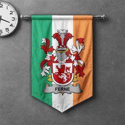 ScotsTee Shop Irish Ferne Clan Coat of Arms Irish Tartan Gonfalon Flag