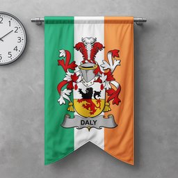 ScotsTee Shop Irish Daly or O'Daly Clan Coat of Arms Irish Tartan Gonfalon Flag
