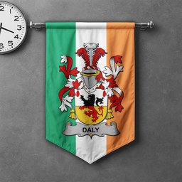 ScotsTee Shop Irish Daly or O'Daly Clan Coat of Arms Irish Tartan Gonfalon Flag