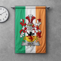 ScotsTee Shop Irish Daly or O'Daly Clan Coat of Arms Irish Tartan Gonfalon Flag