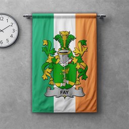 ScotsTee Shop Irish Fay or O'Fee Clan Coat of Arms Irish Tartan Gonfalon Flag