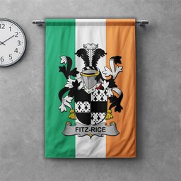 ScotsTee Shop Irish Fitz-Rice Clan Coat of Arms Irish Tartan Gonfalon Flag