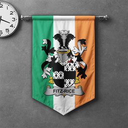 ScotsTee Shop Irish Fitz-Rice Clan Coat of Arms Irish Tartan Gonfalon Flag