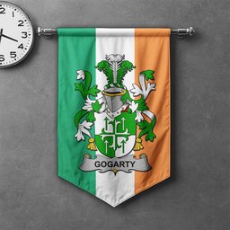 ScotsTee Shop Irish Gogarty Clan Coat of Arms Irish Tartan Gonfalon Flag