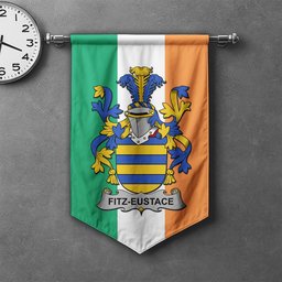 ScotsTee Shop Irish Fitz-Eustace Clan Coat of Arms Irish Tartan Gonfalon Flag