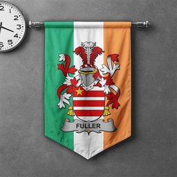 ScotsTee Shop Irish Fuller Clan Coat of Arms Irish Tartan Gonfalon Flag