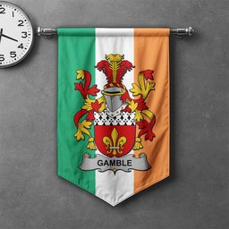 ScotsTee Shop Irish Gamble Clan Coat of Arms Irish Tartan Gonfalon Flag