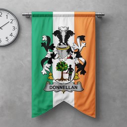 ScotsTee Shop Irish Donnellan or O'Donnellan Clan Coat of Arms Irish Tartan Gonfalon Flag