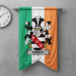 ScotsTee Shop Irish Hadsor Clan Coat of Arms Irish Tartan Gonfalon Flag