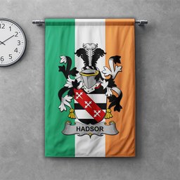 ScotsTee Shop Irish Hadsor Clan Coat of Arms Irish Tartan Gonfalon Flag