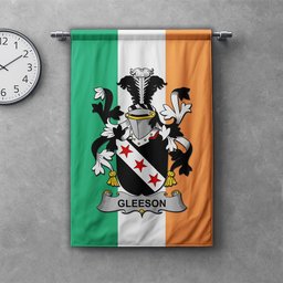 ScotsTee Shop Irish Gleeson or O'Glissane Clan Coat of Arms Irish Tartan Gonfalon Flag