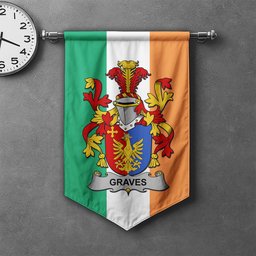 ScotsTee Shop Irish Graves or Greaves Clan Coat of Arms Irish Tartan Gonfalon Flag