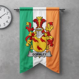 ScotsTee Shop Irish Gormley or O'Gormley Clan Coat of Arms Irish Tartan Gonfalon Flag