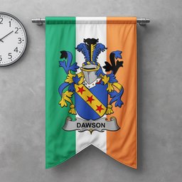 ScotsTee Shop Irish Dawson Clan Coat of Arms Irish Tartan Gonfalon Flag