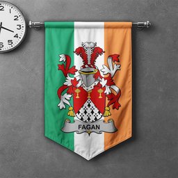 ScotsTee Shop Irish Fagan Clan Coat of Arms Irish Tartan Gonfalon Flag