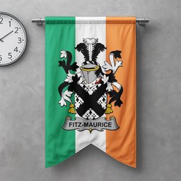 ScotsTee Shop Irish Fitz-Maurice Clan Coat of Arms Irish Tartan Gonfalon Flag