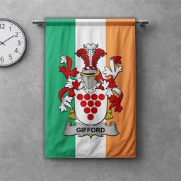 ScotsTee Shop Irish Gifford Clan Coat of Arms Irish Tartan Gonfalon Flag