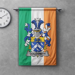 ScotsTee Shop Irish Goldsmith Clan Coat of Arms Irish Tartan Gonfalon Flag