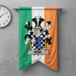 ScotsTee Shop Irish Hand or McClave Clan Coat of Arms Irish Tartan Gonfalon Flag