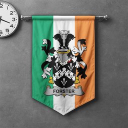 ScotsTee Shop Irish Forster Clan Coat of Arms Irish Tartan Gonfalon Flag