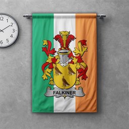 ScotsTee Shop Irish Falkiner Clan Coat of Arms Irish Tartan Gonfalon Flag
