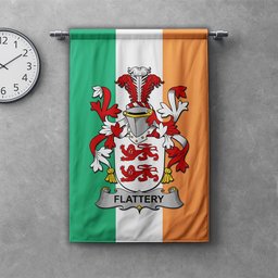 ScotsTee Shop Irish Flattery or O'Flattery Clan Coat of Arms Irish Tartan Gonfalon Flag
