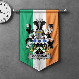 ScotsTee Shop Irish Goodman Clan Coat of Arms Irish Tartan Gonfalon Flag