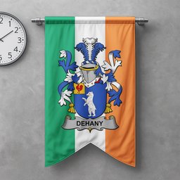 ScotsTee Shop Irish Dehany Clan Coat of Arms Irish Tartan Gonfalon Flag