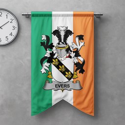 ScotsTee Shop Irish Evers Clan Coat of Arms Irish Tartan Gonfalon Flag