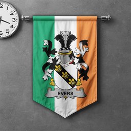 ScotsTee Shop Irish Evers Clan Coat of Arms Irish Tartan Gonfalon Flag