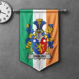 ScotsTee Shop Irish English Clan Coat of Arms Irish Tartan Gonfalon Flag