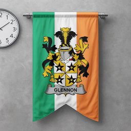 ScotsTee Shop Irish Glennon or Glenane Clan Coat of Arms Irish Tartan Gonfalon Flag