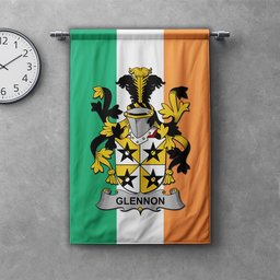 ScotsTee Shop Irish Glennon or Glenane Clan Coat of Arms Irish Tartan Gonfalon Flag