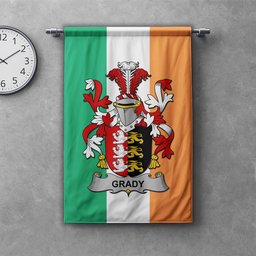 ScotsTee Shop Irish Grady or O'Grady Clan Coat of Arms Irish Tartan Gonfalon Flag