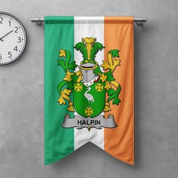 ScotsTee Shop Irish Halpin or O'Halpin Clan Coat of Arms Irish Tartan Gonfalon Flag