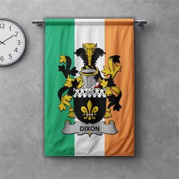 ScotsTee Shop Irish Dixon Clan Coat of Arms Irish Tartan Gonfalon Flag