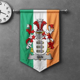ScotsTee Shop Irish Gun or McElgunn Clan Coat of Arms Irish Tartan Gonfalon Flag