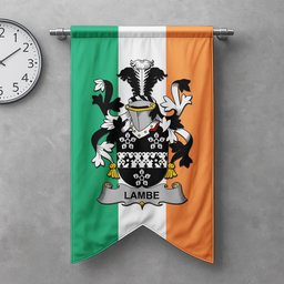 ScotsTee Shop Irish Lambe Clan Coat of Arms Irish Tartan Gonfalon Flag