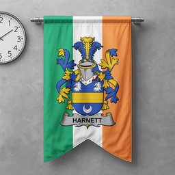ScotsTee Shop Irish Harnett or Hartnet Clan Coat of Arms Irish Tartan Gonfalon Flag