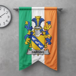ScotsTee Shop Irish Harding Clan Coat of Arms Irish Tartan Gonfalon Flag